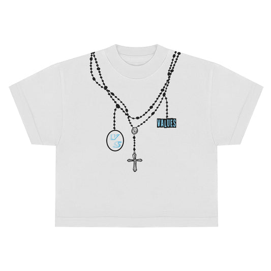 WHITE/BLUE "ROSARY LIFESTYLE" TEE