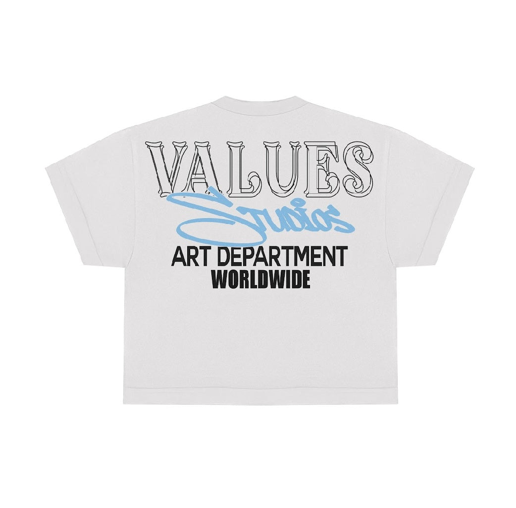 WHITE/BLUE "ART" TEE